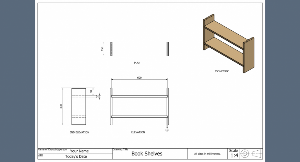 Book Shelf Working Drawing